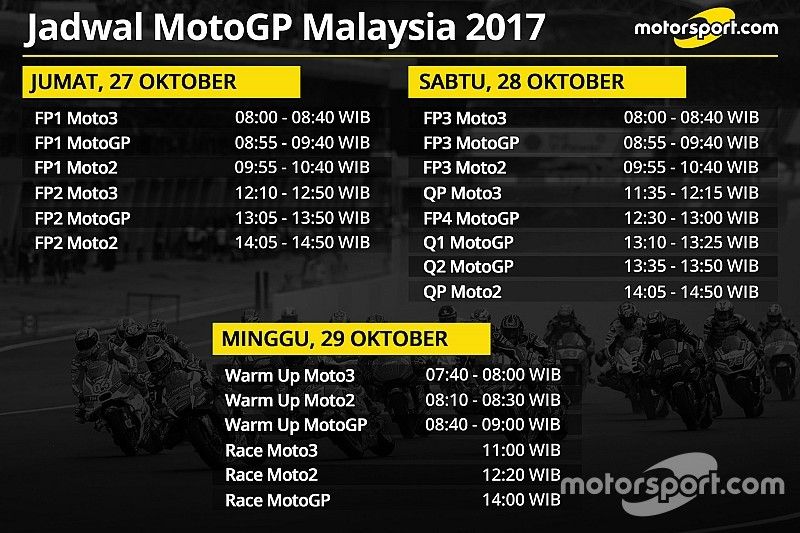 Jadwal lengkap MotoGP Malaysia 2017
