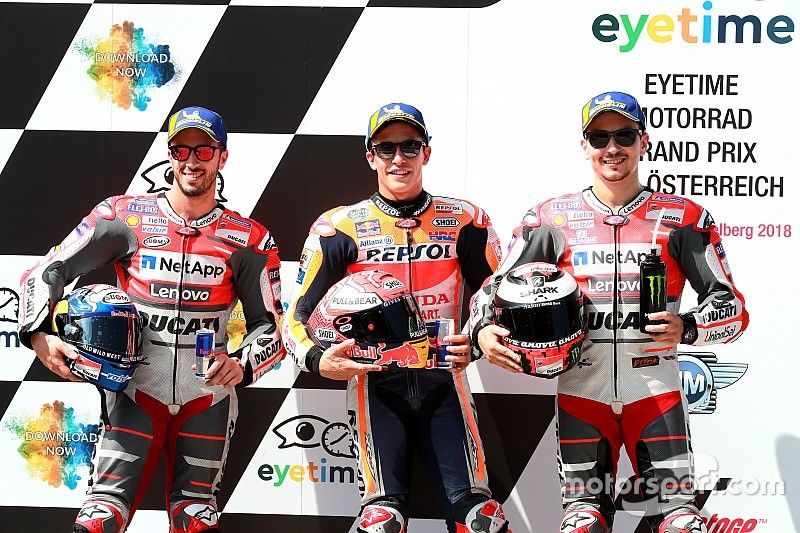 Polesitter Marc Marquez, 2. Andrea Dovizioso, 3. Jorge Lorenzo
