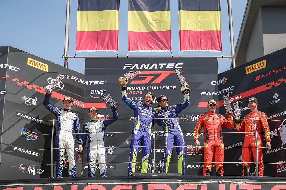 Podium: Race winner #46 Team WRT, BMW M4 GT3: Valentino Rossi, Maxime Martin, second place #11 Comtoyou Racing Audi R8 LMS GT3 EVO II : Lucas Legeret,  Christopher Haase, third place #31 Team WRT BMW M4 GT3: Jean Baptiste Simmenauer,  Thomas Neubauer