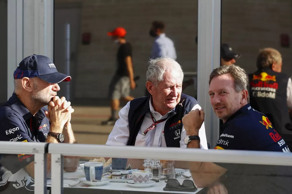 Adrian Newey, Chief Technical Officer, Red Bull Racing, Helmut Marko, Consultant, Red Bull Racing and Christian Horner, Team Principal, Red Bull Racing