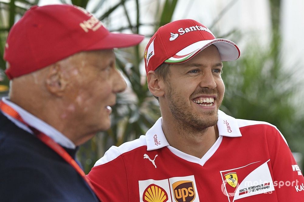 Niki Lauda, Mercedes AMG F1 ve Sebastian Vettel, Ferrari 