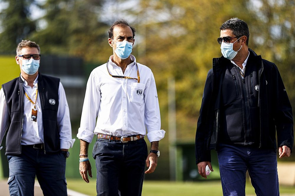 Michael Masi, Race Director, FIA, Emanuele Pirro, Driver Steward, FIA, and other FIA memebrs walk the circuit