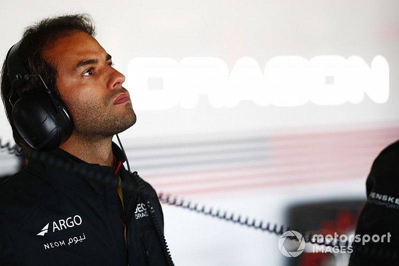 Felipe Nasr in the Dragon garage