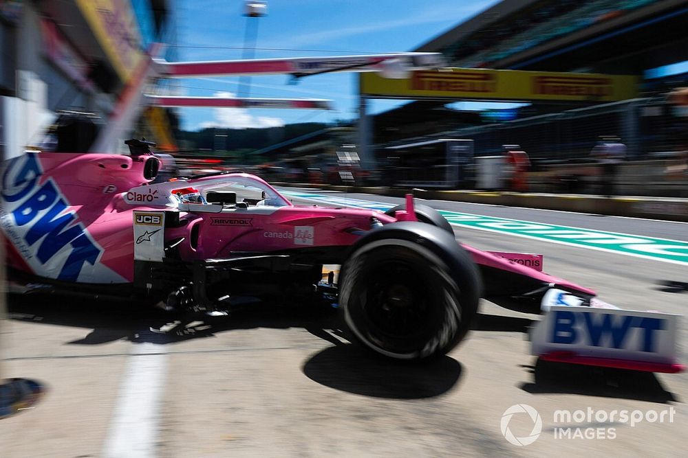 Sergio Perez, Racing Point RP20, quitte son stand