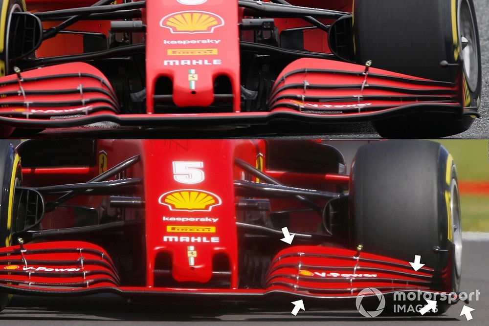 Ferrari SF1000 front wing, Austrian GP vs British GP comparison