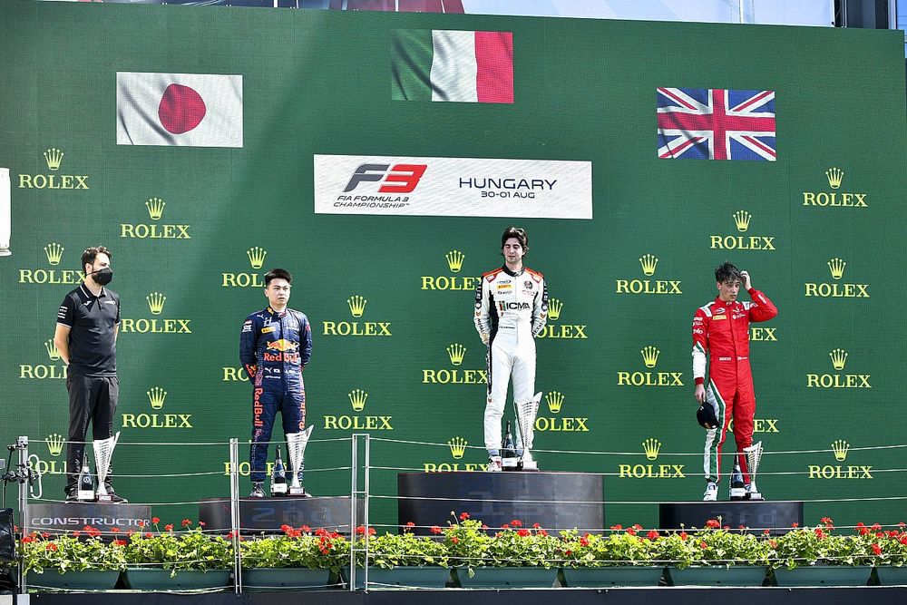 Ayumu Iwasa, Hitech Grand Prix , Lorenzo Colombo, Campos Racing y Olli Caldwell, Prema Racing