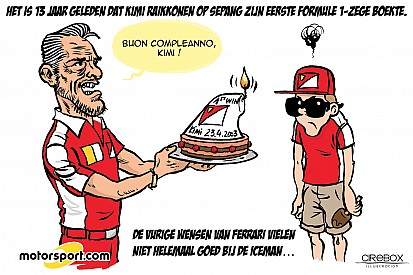 Cartoon van Cirebox - Viering van Kimi's eerste F1-zege