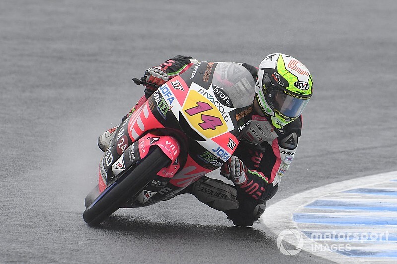 Moto3, Phillip Island, Libere 1: Arbolino ok sul bagnato