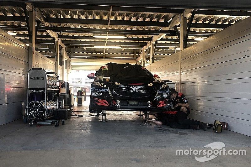 Car of Anton De Pasquale, Erebus Motorsport Holden in the garage
