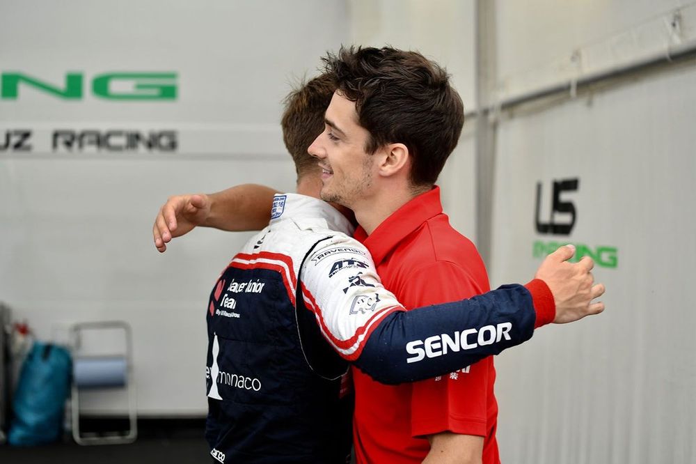 Sauber Junior Team F4 racer Arthur Leclerc with Charles Leclerc, Ferrari