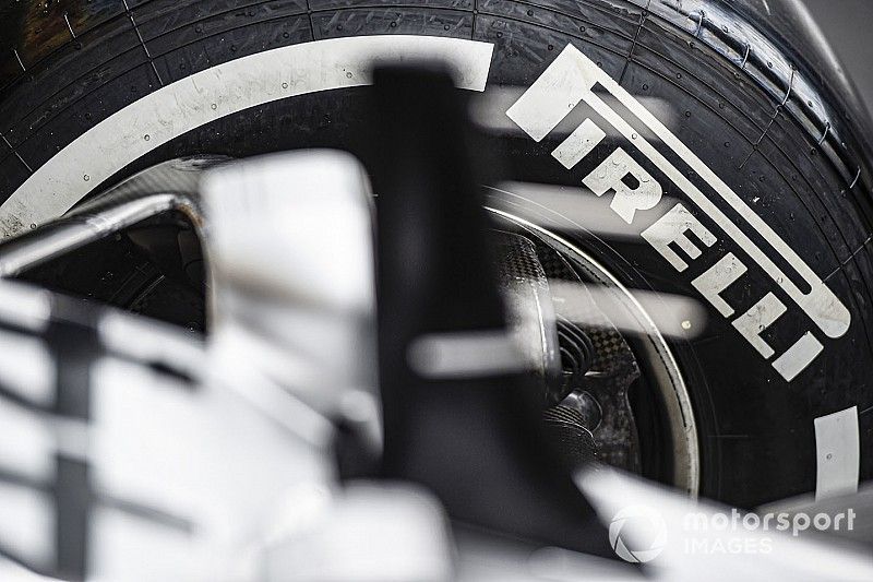 Pirelli tyre on car of Lewis Hamilton, Mercedes AMG F1 W10 