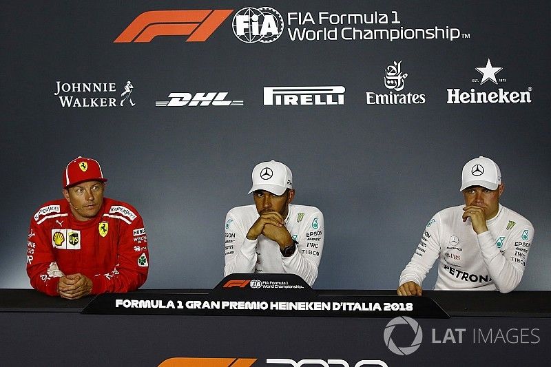 Press conference: race winner Lewis Hamilton, Mercedes AMG F1, second place Kimi Raikkonen, third place Valtteri Bottas, Mercedes AMG F1