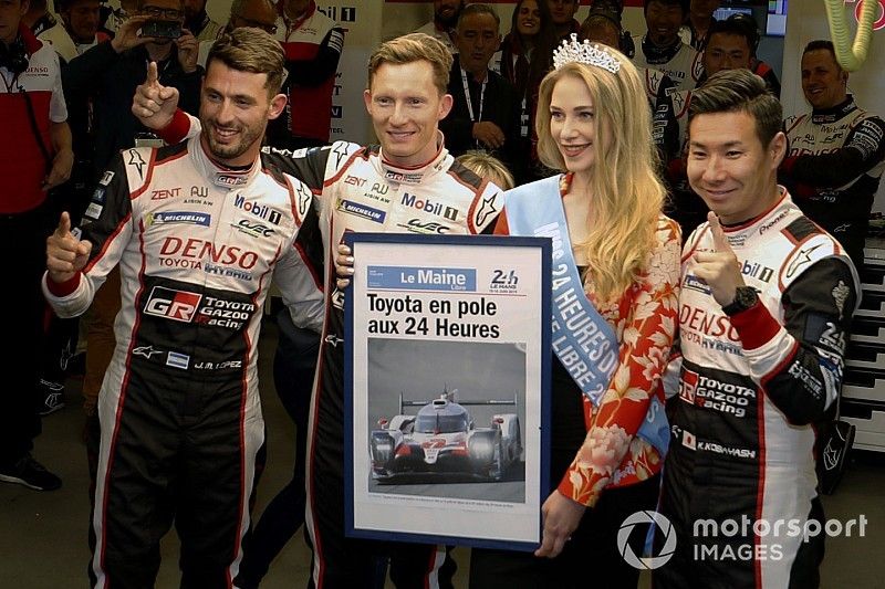 Polesitter: #7 Toyota Gazoo Racing Toyota TS050: Mike Conway, Kamui Kobayashi, Jose Maria Lopez, mit Miss Le Mans