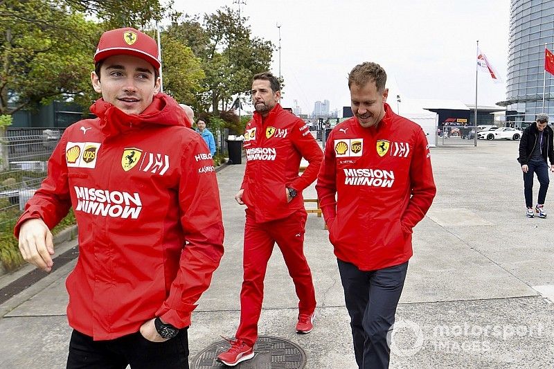 Charles Leclerc, Ferrari, and Sebastian Vettel, Ferrari 