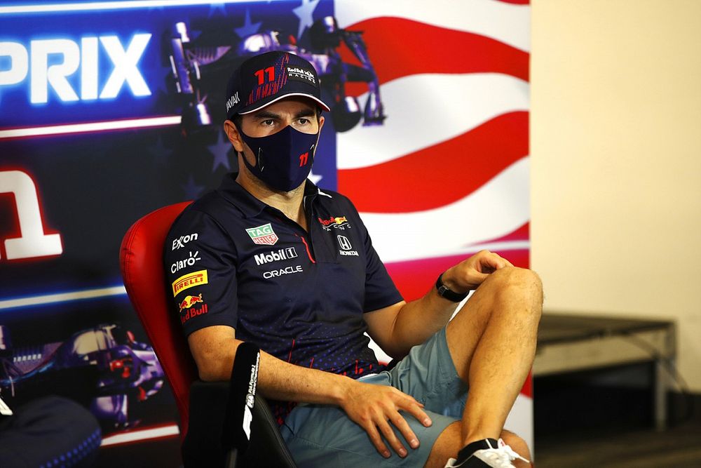 Sergio Perez, Red Bull Racing, 3rd position, in the Press Conference