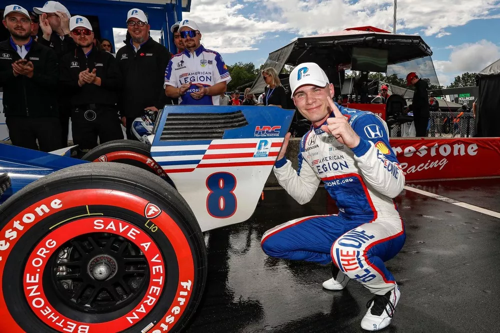 Linus Lundqvist, Chip Ganassi Racing Honda, NTT P1 Award, pole winner