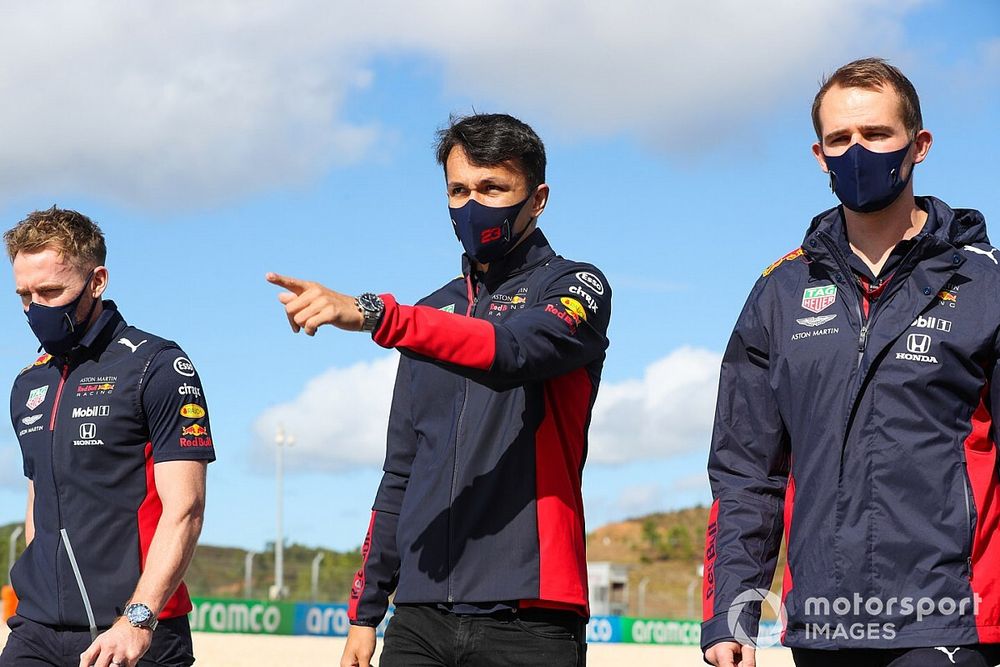 Alex Albon, Red Bull Racing, walks the track 