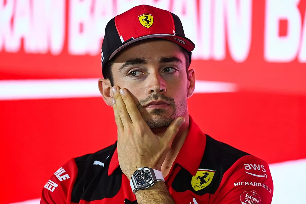 Charles Leclerc, Scuderia Ferrari,durante la conferenza stampa
