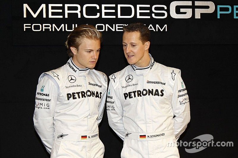 Nico Rosberg and Michael Schumacher