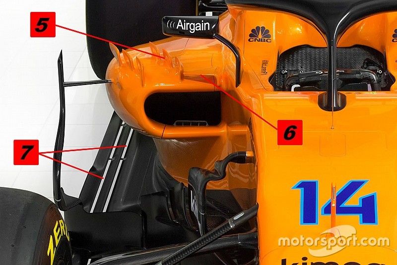 McLaren MCL33, detalle de sidepods