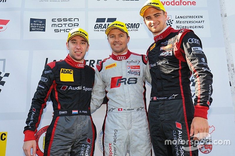 Nico Müller, Marcel Fässler, Robin Frijns, Audi R8 LMS, Audi Sport Team WRT, podium