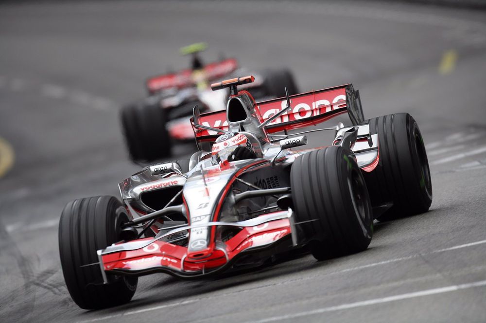 Fernando Alonso, McLaren MP4-22, leads team mate Lewis Hamilton, McLaren MP4-22