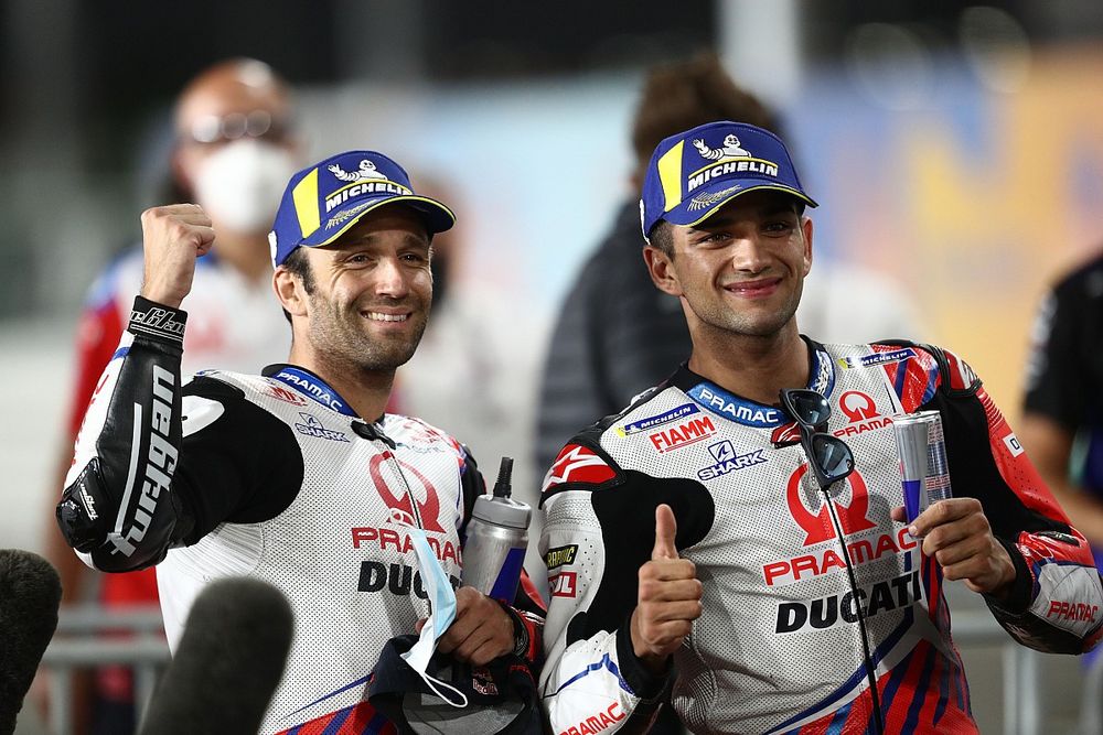 Johann Zarco, Pramac Racing, ganador de la pole Jorge Martin, Pramac Racing parc ferme