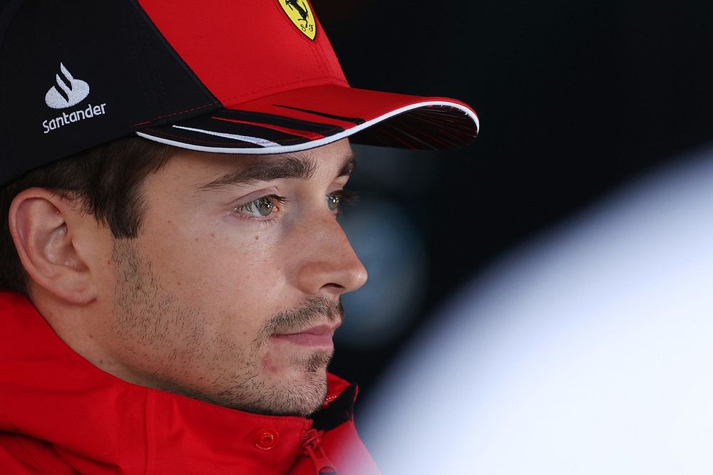 Charles Leclerc, Ferrari, speaking to the media