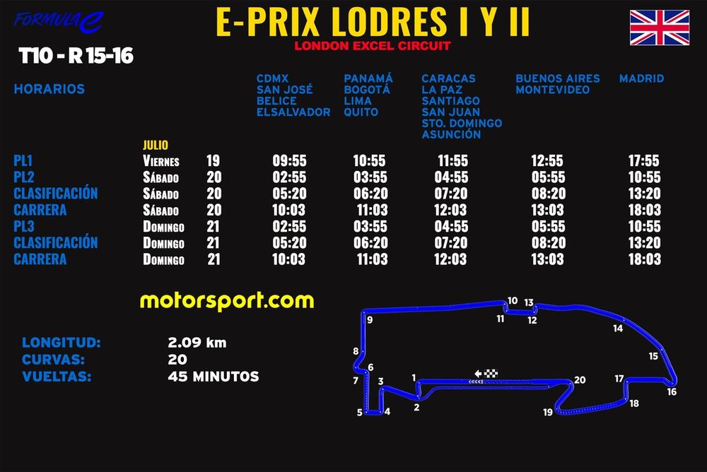 Horarios ePrix Londres I y II F&oacute;rmula E 