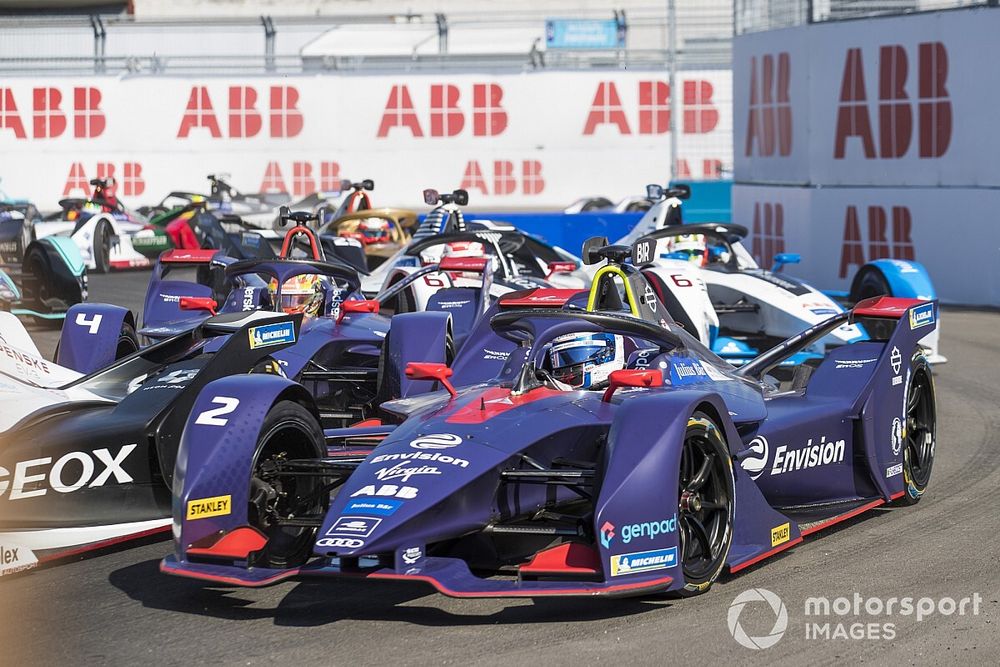 Sam Bird, Envision Virgin Racing, Audi e-tron FE05 Robin Frijns, Envision Virgin Racing, Audi e-tron FE05, Maximillian Gunther, GEOX Dragon Racing, Penske EV-3 