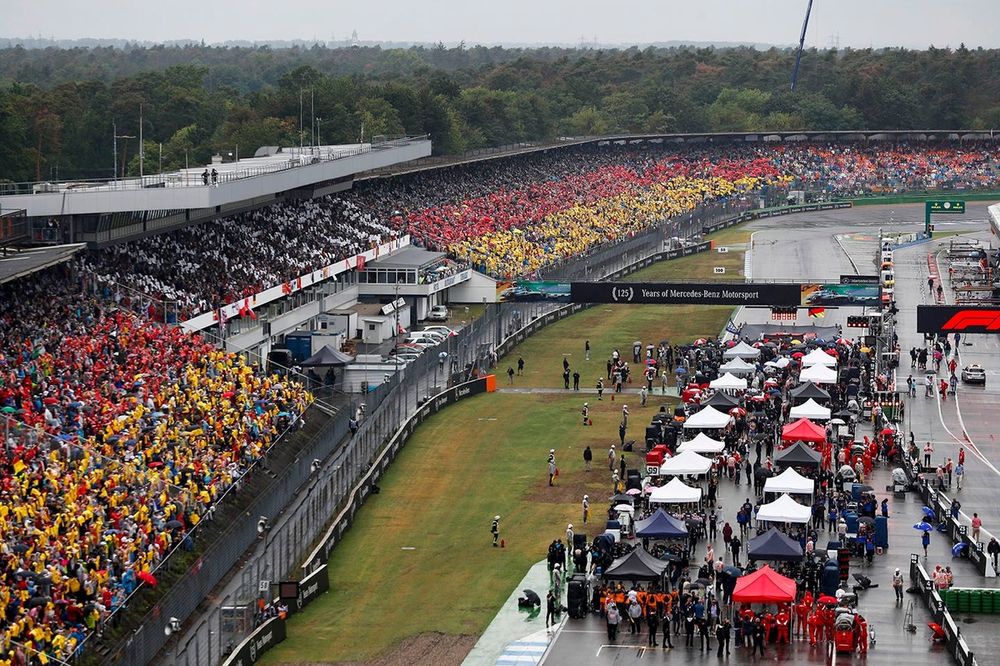 All cars on the grid with flans displaying the German flag