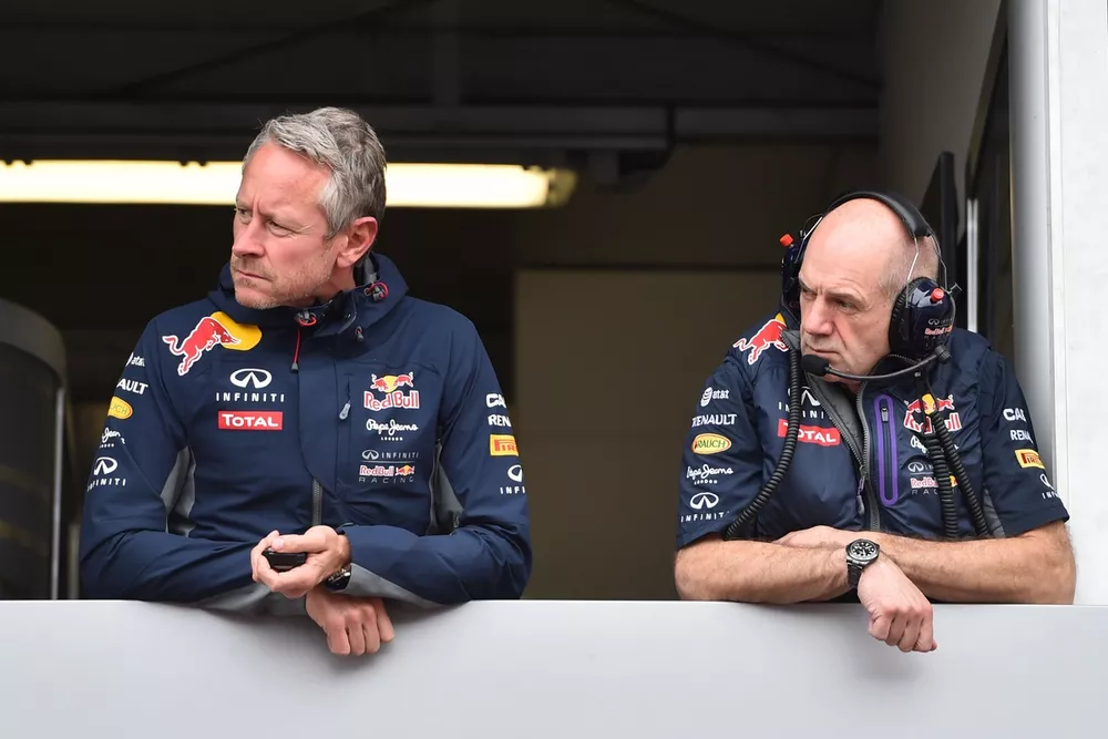 Jonathan Wheatley, Red Bull Racing team manager with Adrian Newey, Chief Technical Officer Red Bull Racing