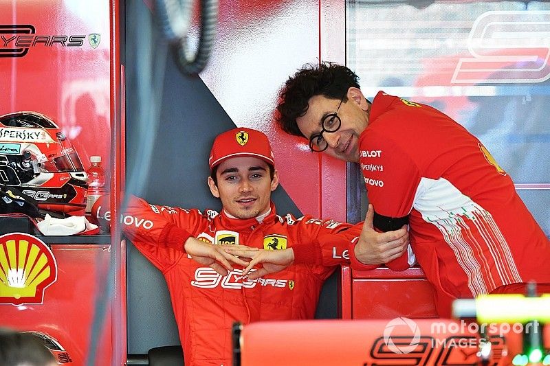 Charles Leclerc, Ferrari, and Mattia Binotto, Team Principal Ferrari