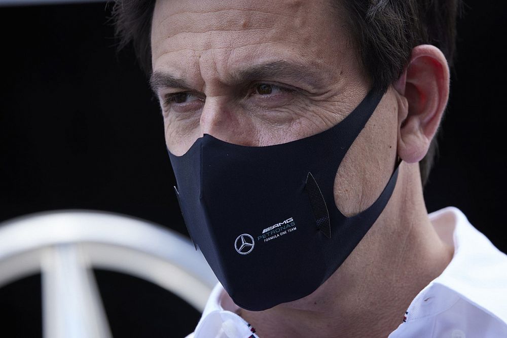 Toto Wolff, Team Principal and CEO, Mercedes AMG, is interviewed