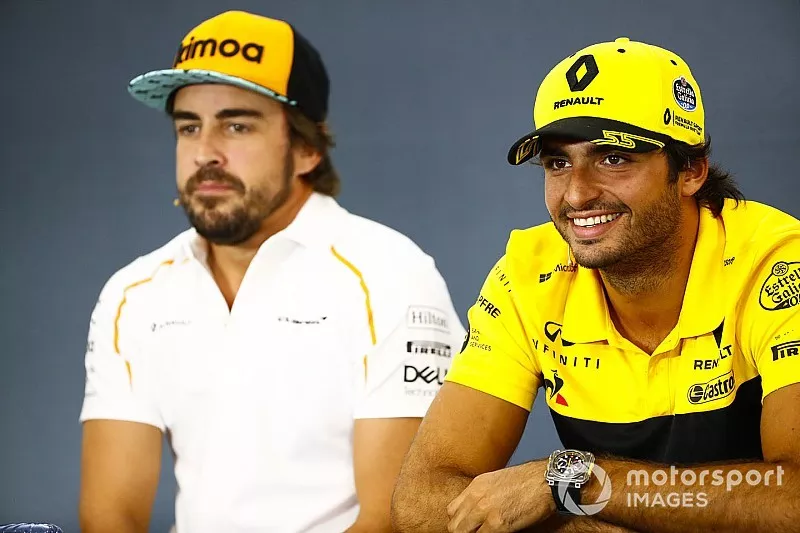 Fernando Alonso, McLaren, et Carlos Sainz Jr., Renault Sport F1 Team, en conf&eacute;rence de presse