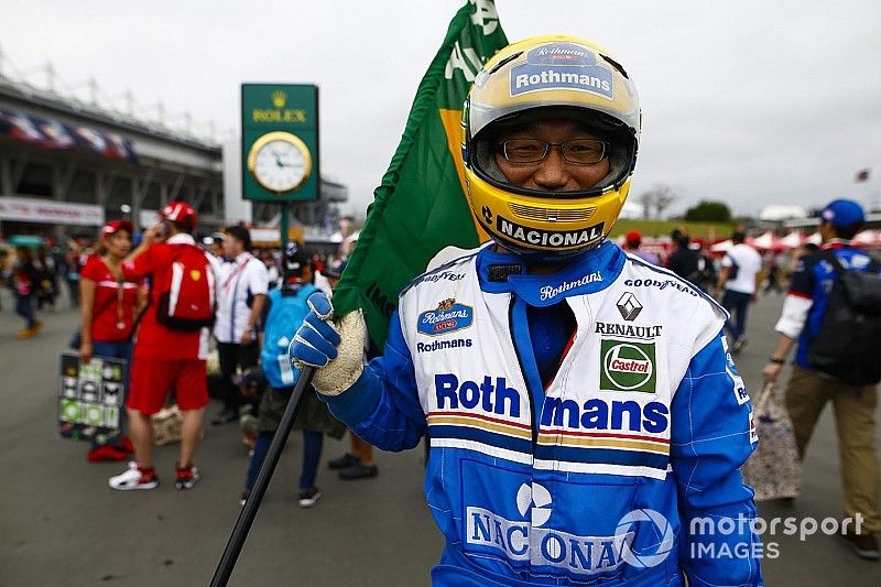 A fan dressed as Ayrton Senna