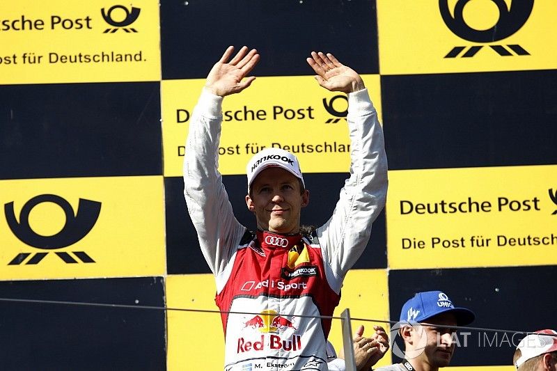 Podium: le vainqueur Mattias Ekström, Audi Sport Team Abt Sportsline, Audi A5 DTM