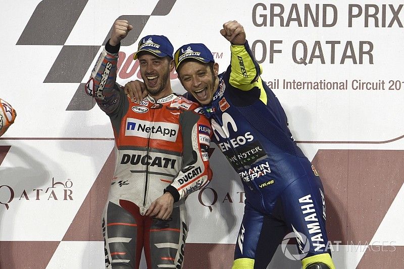 Ganador, Andrea Dovizioso, Ducati Team, tercero, Valentino Rossi, Yamaha Factory Racing