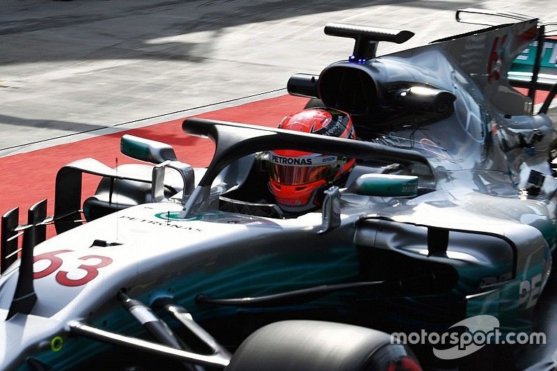 George Russell, Mercedes AMG F1 W08, mit Cockpitschutz Halo