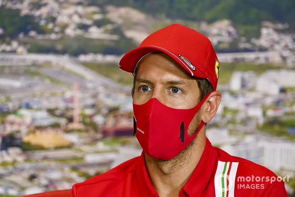 Sebastian Vettel, Ferrari in the press conference