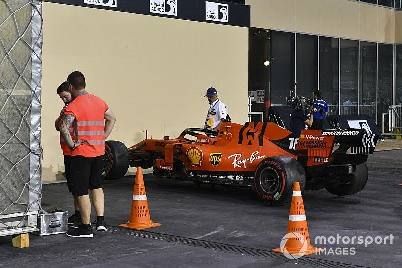 The Charles Leclerc Ferrari SF90 in parc ferme