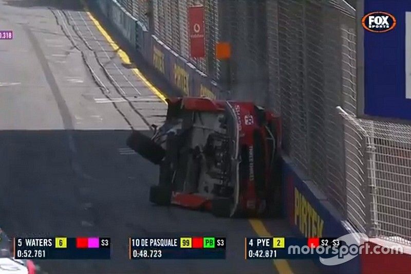 Screenshot of Scott McLaughlin's crashed Ford