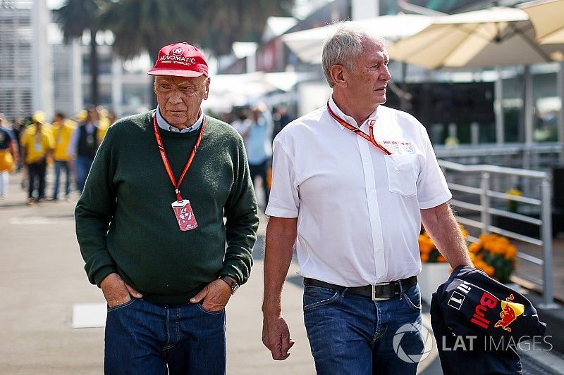 Niki Lauda, Mercedes AMG F1 y Dr Helmut Marko, Red Bull Motorsport
