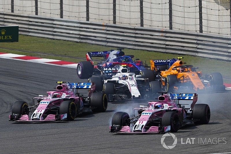 Sergio Perez, Force India VJM11 Mercedes, Esteban Ocon, Force India VJM11 Mercedes, Sergey Sirotkin, Williams FW41 Mercedes, Stoffel Vandoorne, McLaren MCL33 Renault, Brendon Hartley, Toro Rosso STR13 Honda