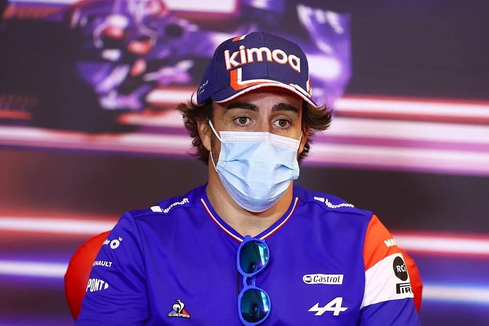 Fernando Alonso, Alpine, en conf&eacute;rence de presse