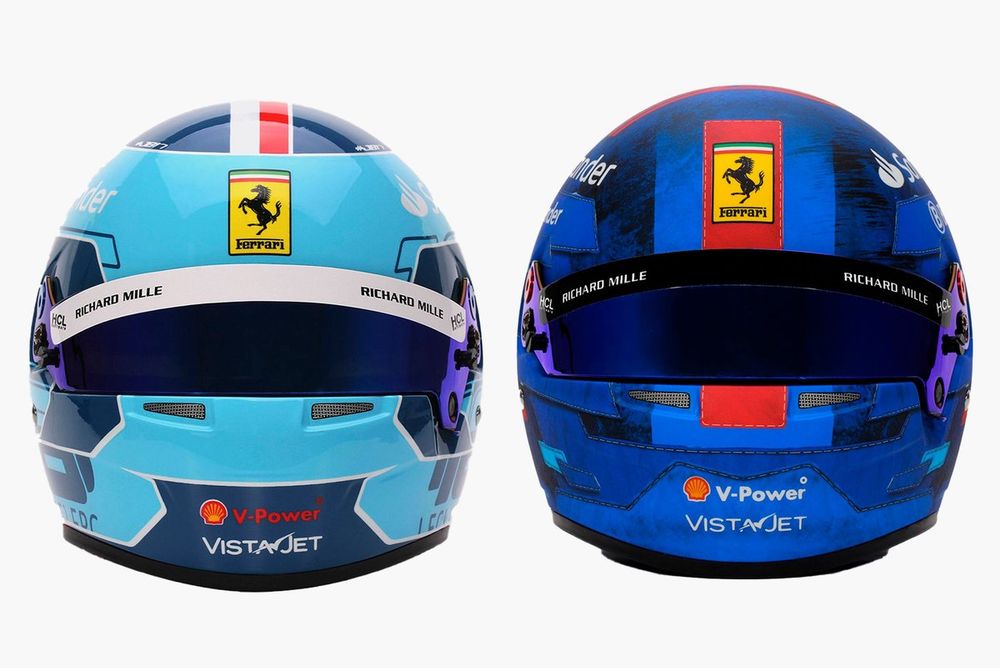 Cascos Charles Leclerc, Carlos Sainz, Ferrari GP Miami F1 2024