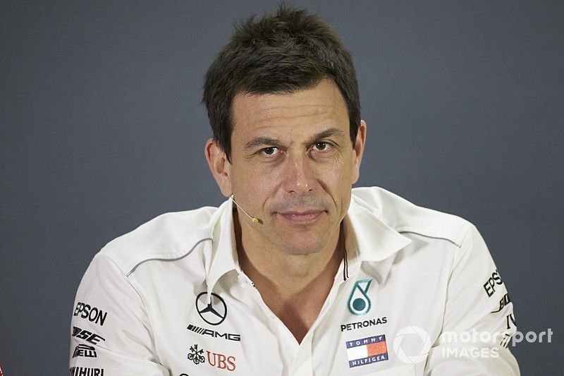 Toto Wolff, Executive Director (Business), Mercedes AMG, in the team principals Press Conference