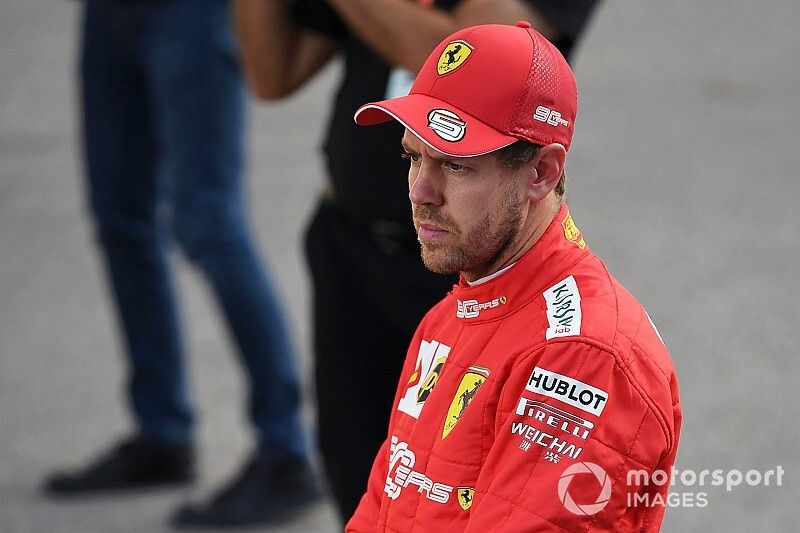 Sebastian Vettel, Ferrari, on the grid after Qualifying