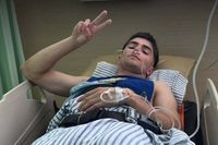 David Mu&ntilde;oz, con el f&eacute;mur fracturado tras su accidente con Adri&aacute;n Fern&aacute;ndez