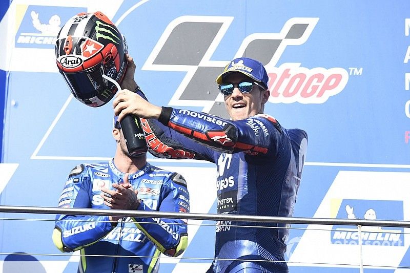 Podium : le vainqueur Maverick Viñales, Yamaha Factory Racing